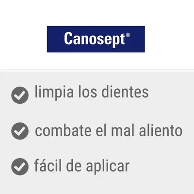 Canosept: limpia los dientes, combate el mal aliento, fácil de aplicar.