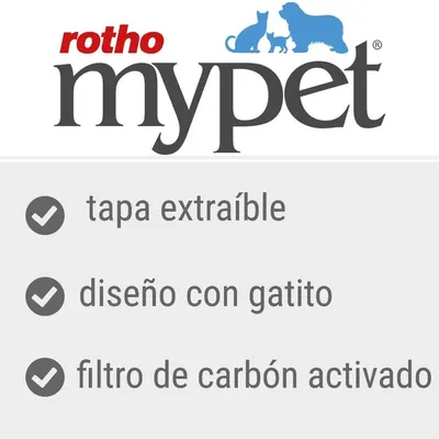 rotho mypet. tapa extraíble, diseño con gatito, filtro de carbón activado.