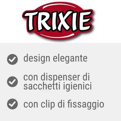TRIXIE, design elegante, con dispenser di sacchetti igienici, con clip di fissaggio