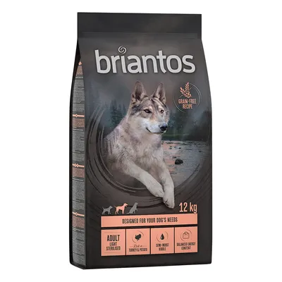 Briantos Adult Light Sterilised, 12 kg, viljaton resepti, runsaasti kalkkunaa ja perunaa, puolikostea kuivaruoka, tasapainoinen energiapitoisuus.