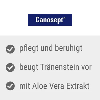 Canosept. Pflegt und beruhigt, beugt Tränenstein vor, mit Aloe Vera Extrakt.