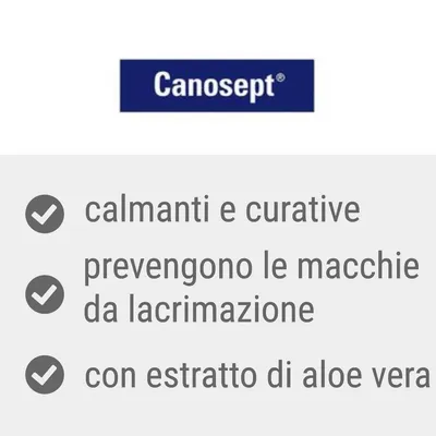 Canosept calmanti e curative, prevengono le macchie da lacrimazione, con estratto di aloe vera.