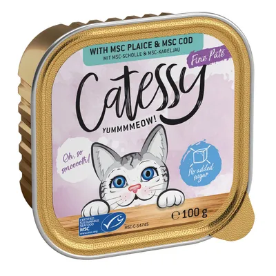 Catessy Fine Paté cu chefal MSC și cod MSC, fructe de mare certificate sustenabil, fără adaos de zahăr, 100g.