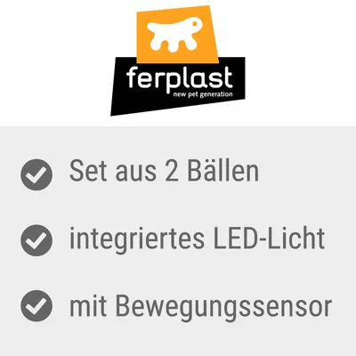 ferplast. Set de 2 mingi cu lumină LED integrată și senzor de mișcare.