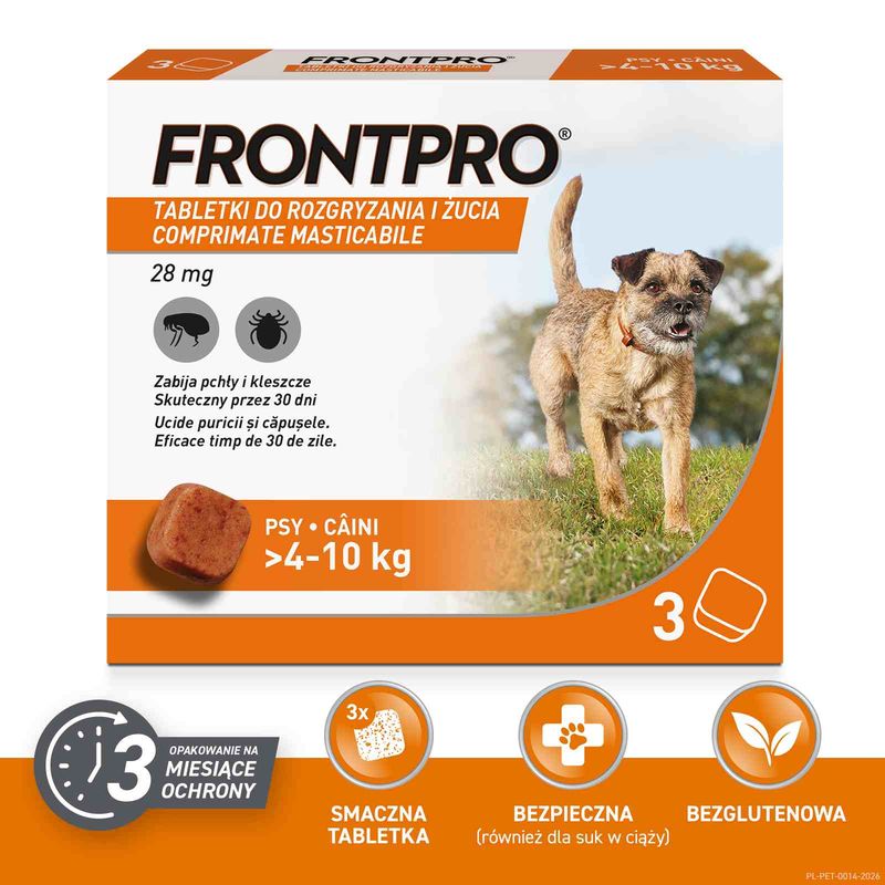 FRONTPRO® tabletki na pchły i kleszcze, dla psów od 4 do 10 kg