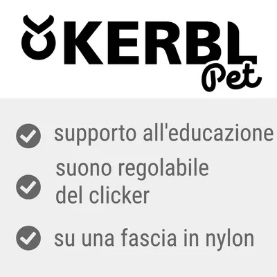 KERBL Pet, supporto all'educazione, suono regolabile del clicker, su una fascia in nylon