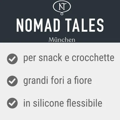 NOMAD TALES München. per snack e crocchette, grandi fori a fiore, in silicone flessibile.