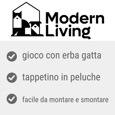 Modern Living. gioco con erba gatta, tappetino in peluche, facile da montare e smontare