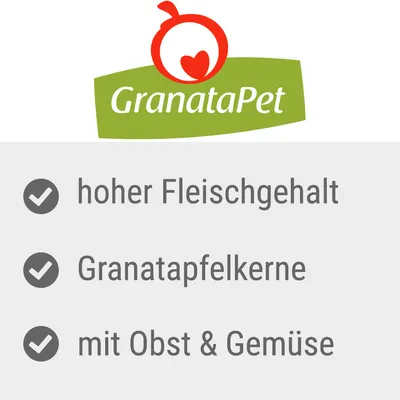 GranataPet. High meat content, pomegranate seeds, with fruit & vegetables.