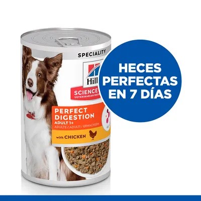 Hill's Science Plan Perfect Digestion Adult 1+ con pollo. Texto visible: HECES PERFECTAS EN 7 DÍAS.