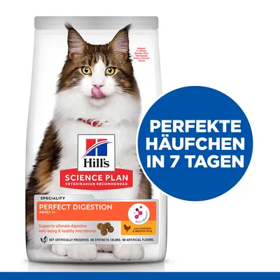 Hill's Science Plan Perfect Digestion Adult 1+ mit Huhn und braunem Reis. Unterstützt Verdauung und Mikrobiom. Verspricht perfekte Häufchen in 7 Tagen.