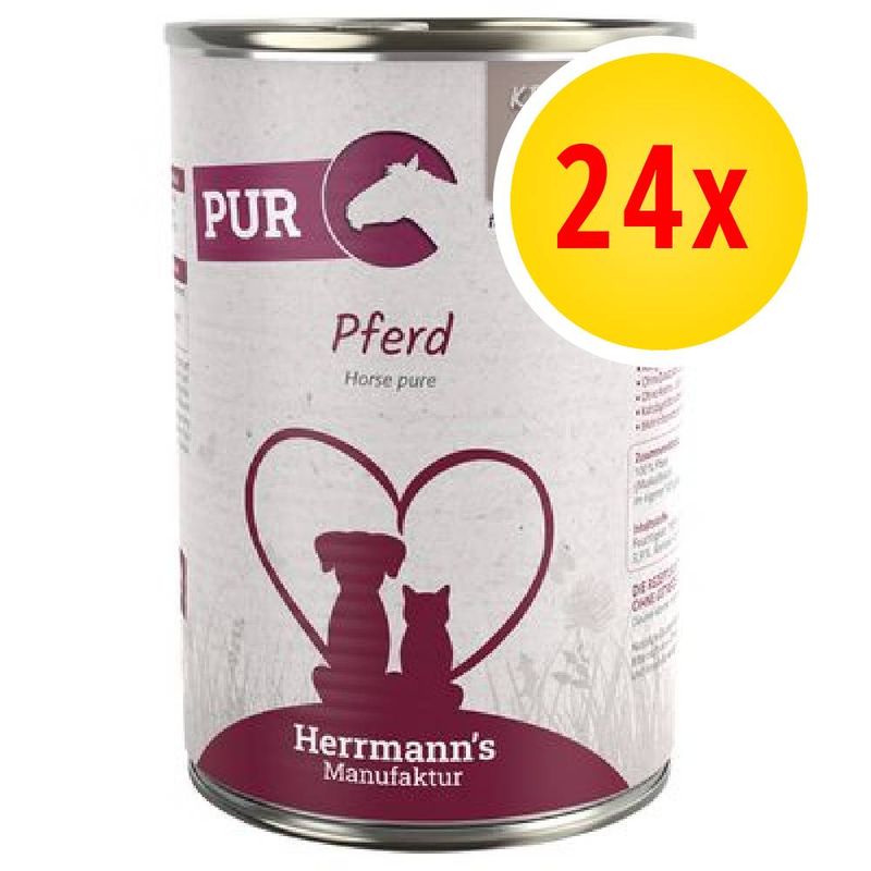 Herrmann's Creative Mix Carne pura / Carne pura Bio 24 x 400 g umido per cani e gatti