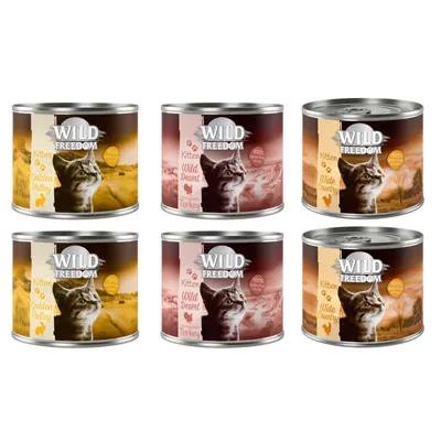 Wild Freedom Kitten Nassfutter, Sorten: Golden Valley, Wild Desert mit Truthahn, Wide Country. 100% getreidefrei, verschiedene Geschmacksrichtungen für Katzenwelpen.
