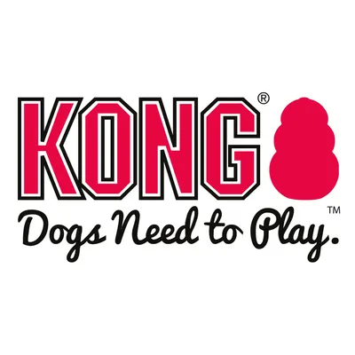 KONG Dogs Need to Play. Text în limba engleză, include numele brandului și sloganul.