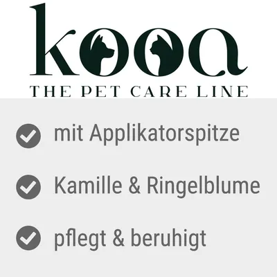 kooa. The Pet Care Line. Mit Applikatorspitze, Kamille & Ringelblume, pflegt & beruhigt.