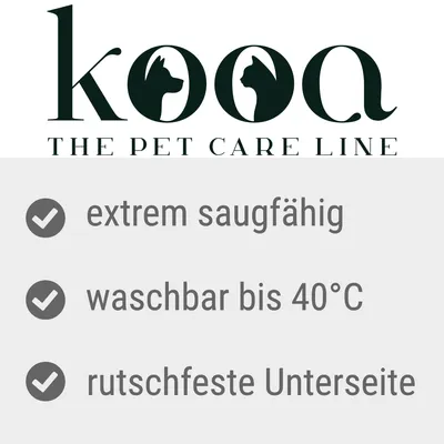 kooa. Extrem saugfähig, waschbar bis 40°C, rutschfeste Unterseite.
