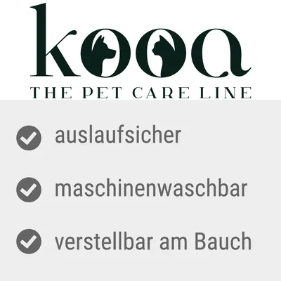 kooa. The Pet Care Line. Eigenschaften: auslaufsicher, maschinenwaschbar, verstellbar am Bauch.