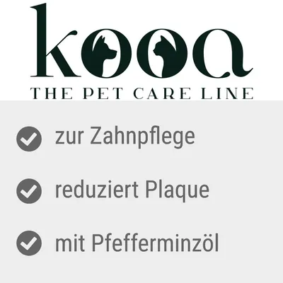 kooa The Pet Care Line. Zur Zahnpflege, reduziert Plaque, mit Pfefferminzöl.
