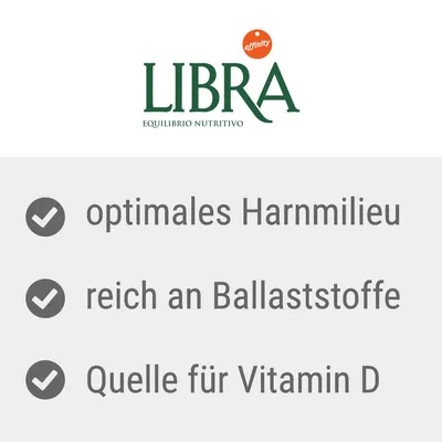 LIBRA Equilibrio Nutritivo, affinity. Textes en allemand : optimales Harnmilieu, reich an Ballaststoffe, Quelle für Vitamin D.