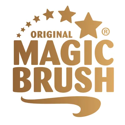Testo visibile: ORIGINAL MAGIC BRUSH, con stelle dorate sopra le parole. Testo in inglese.