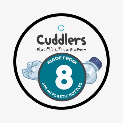 Cuddlers. Plastics with a purpose. Made from 8 500 ml plastic bottles.