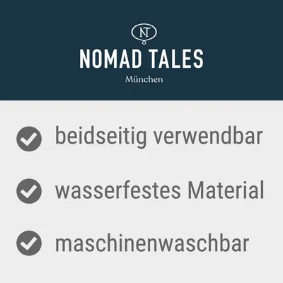 Nomad Tales München. Beidseitig verwendbar, wasserfestes Material, maschinenwaschbar.