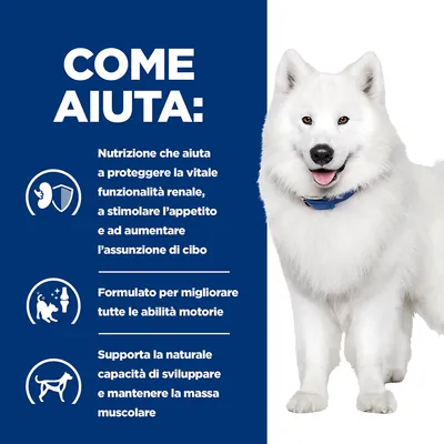 COME AIUTA: Nutrizione che aiuta a proteggere la vitale funzionalità renale, stimolare l’appetito, aumentare l’assunzione di cibo, migliorare le abilità motorie e mantenere la massa muscolare.