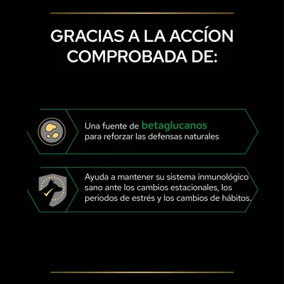 Gracias a la acción comprobada de: Una fuente de betaglucanos para reforzar las defensas naturales. Ayuda a mantener su sistema inmunológico sano ante cambios estacionales, estrés y hábitos.