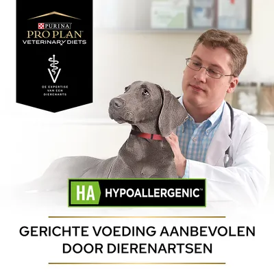 Purina Pro Plan Veterinary Diets, HA Hypoallergenic. Gerichte voeding aanbevolen door dierenartsen. De expertise van een dierenarts.