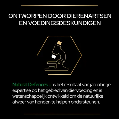 Ontworpen door dierenartsen en voedingsdeskundigen. Natural Defences+ is het resultaat van jarenlange expertise en wetenschappelijk ontwikkeld om de natuurlijke afweer van honden te ondersteunen.