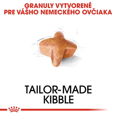 Granuly vytvorené pre vášho nemeckého ovčiaka. Tailor-made kibble. Zobrazený tvar granule.