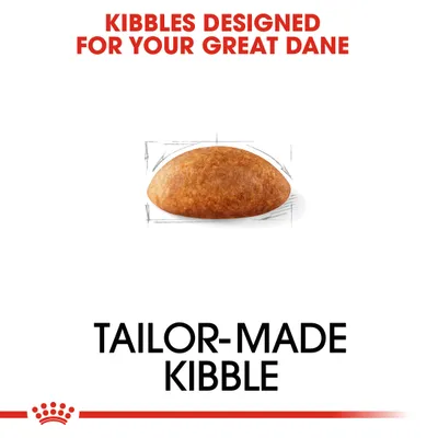 Kibbles designed for your Great Dane. Tailor-made kibble shown in the centre of the image.