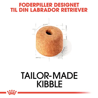 Foderpiller designet til din Labrador Retriever. TAILOR-MADE KIBBLE. Billede af en rund foderpille med hul i midten.
