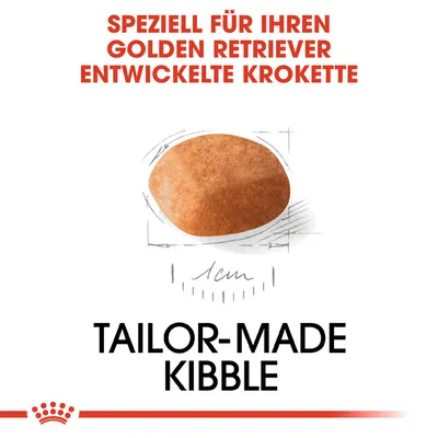Speziell für Golden Retriever entwickelte Krokette. Massgeschneiderte Form und Grösse, optimiert für die Bedürfnisse dieser Rasse.