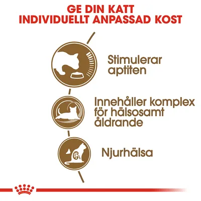 Ge din katt individuellt anpassad kost. Stimulerar aptiten. Innehåller komplex för hälsosamt åldrande. Njurs hälsa.