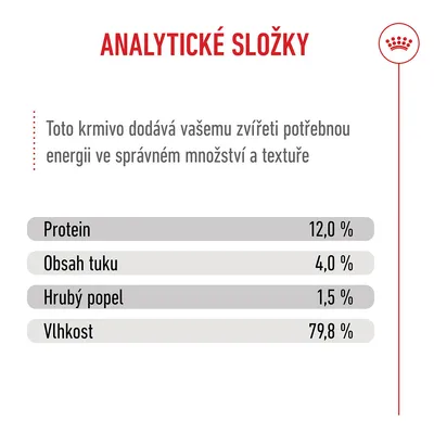 Analýza: bílkoviny 12,0 %, obsah tuku 4,0 %, sušina 1,5 %, vlhkost 79,8 % Analýza: bílkoviny 12,0 %, obsah tuku 4,0 %, sušina 1,5 %, vlhkost 79,8 %