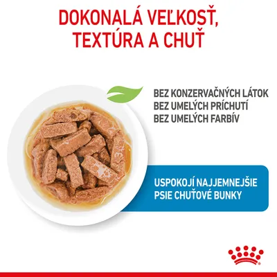 Dokonalá veľkosť, textúra a chuť. Bez konzervačných látok, bez umelých príchutí, bez umelých farbív. Uspokojí najjemnejšie psie chuťové bunky.