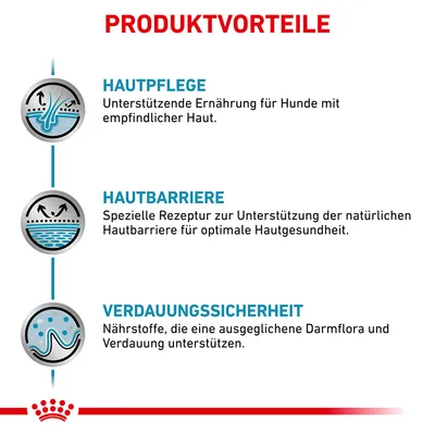Produktvorteile: Hautpflege für empfindliche Haut, Unterstützung der natürlichen Hautbarriere für optimale Gesundheit, Nährstoffe für ausgeglichene Darmflora und Verdauung.