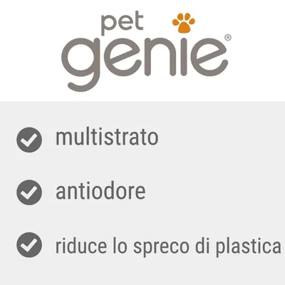 pet genie, multistrato, antiodore, riduce lo spreco di plastica