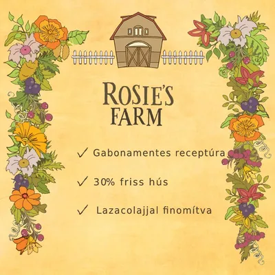 Rosie's Farm. Gabonamentes receptúra, 30% friss hús, lazacolajjal finomítva