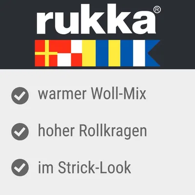 rukka. Warme wolmix, hoge col, in brei-look.