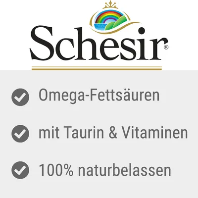 Schesir. Omega fatty acids, with taurine & vitamins, 100% natural.