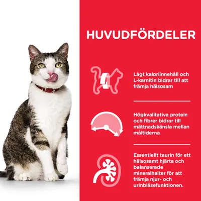 HUVUDFÖRDELAR: Lågt kaloriinnehåll och L-karnitin bidrar till att främja hälsosam vikt, högkvalitativa protein och fibrer ger mättnad, essentiellt taurin och mineraler för hjärta och njurar.