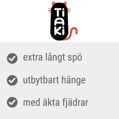 Tiaki. Extra långt spö, utbytbart hänge, med äkta fjädrar.