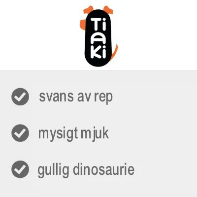 Tiaki. Svans av rep, mysigt mjuk, gullig dinosaurie.