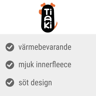Tiaki. värmebevarande, mjuk innerfleece, söt design
