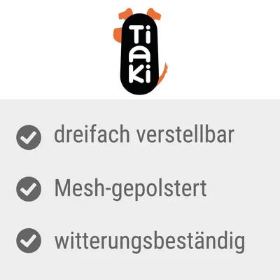 Tiaki. Dreifach verstellbar, Mesh-gepolstert, witterungsbeständig.