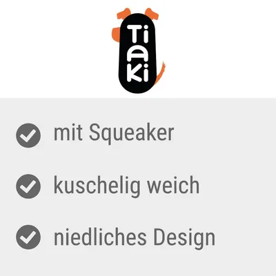 Tiaki. Mit Squeaker, kuschelig weich, niedliches Design.
