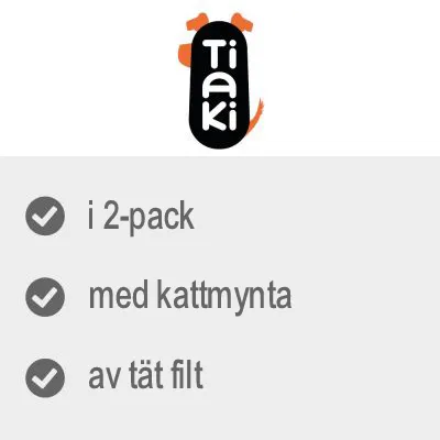 Tiaki. i 2-pack, med kattmynta, av tät filt.