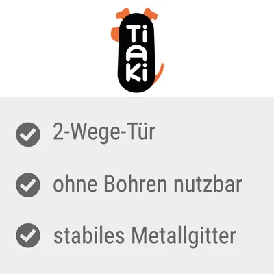 Tiaki. 2-Wege-Tür, ohne Bohren nutzbar, stabiles Metallgitter.